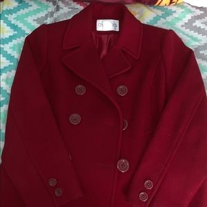 NWOT Chadwicks Red Wool Coat